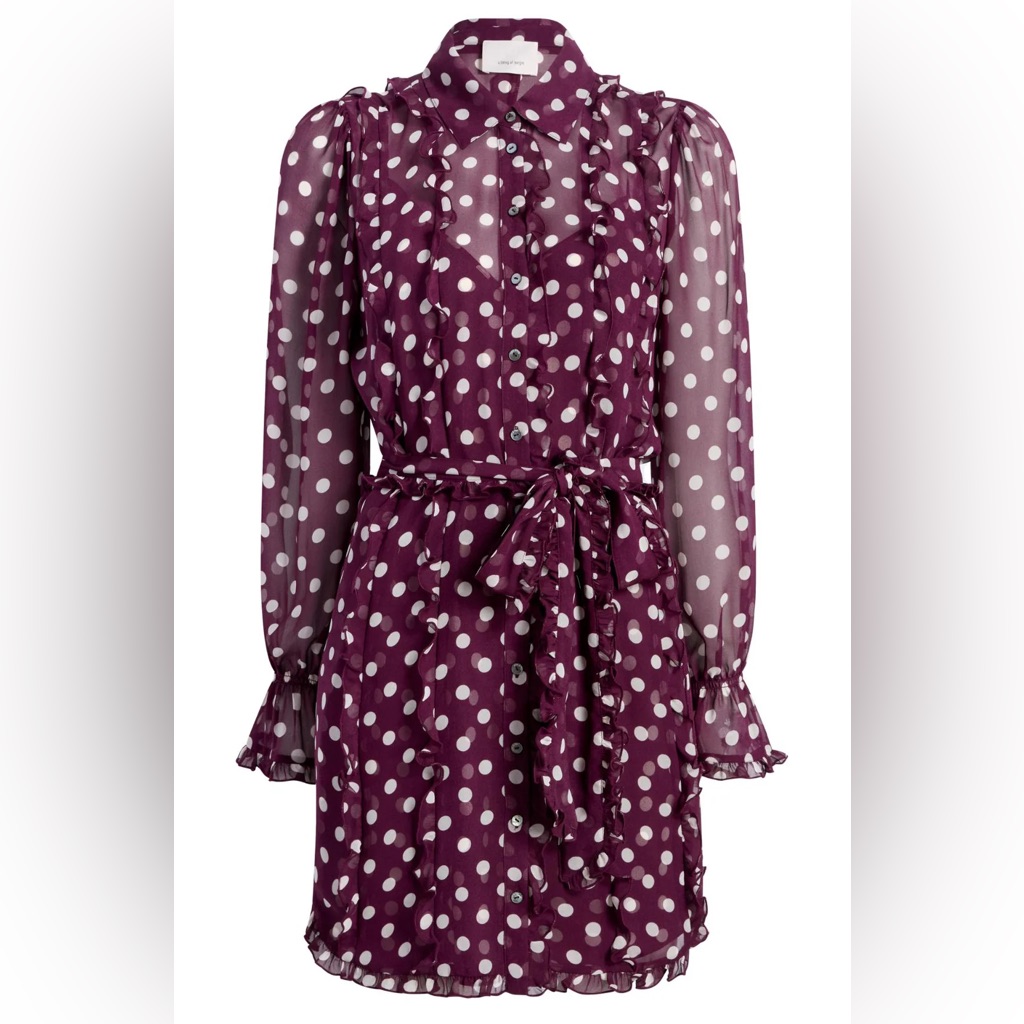 Cinq A Sept Camille Polka Dot Estelle Dress- Deep Plum